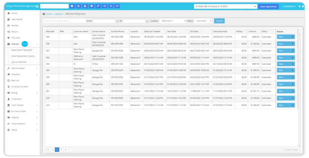 reservation request rental software from integrasoft