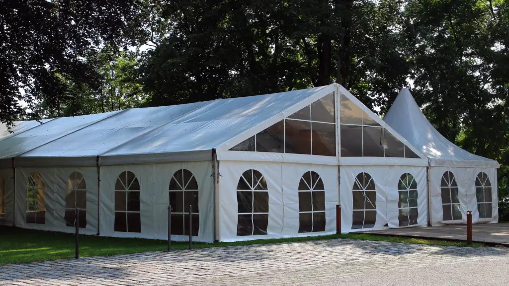 big white canvas party tent