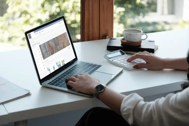 business owner using an integraRental ecommerce website on a laptop