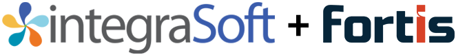 a logo displaying integraSoft + Fortis