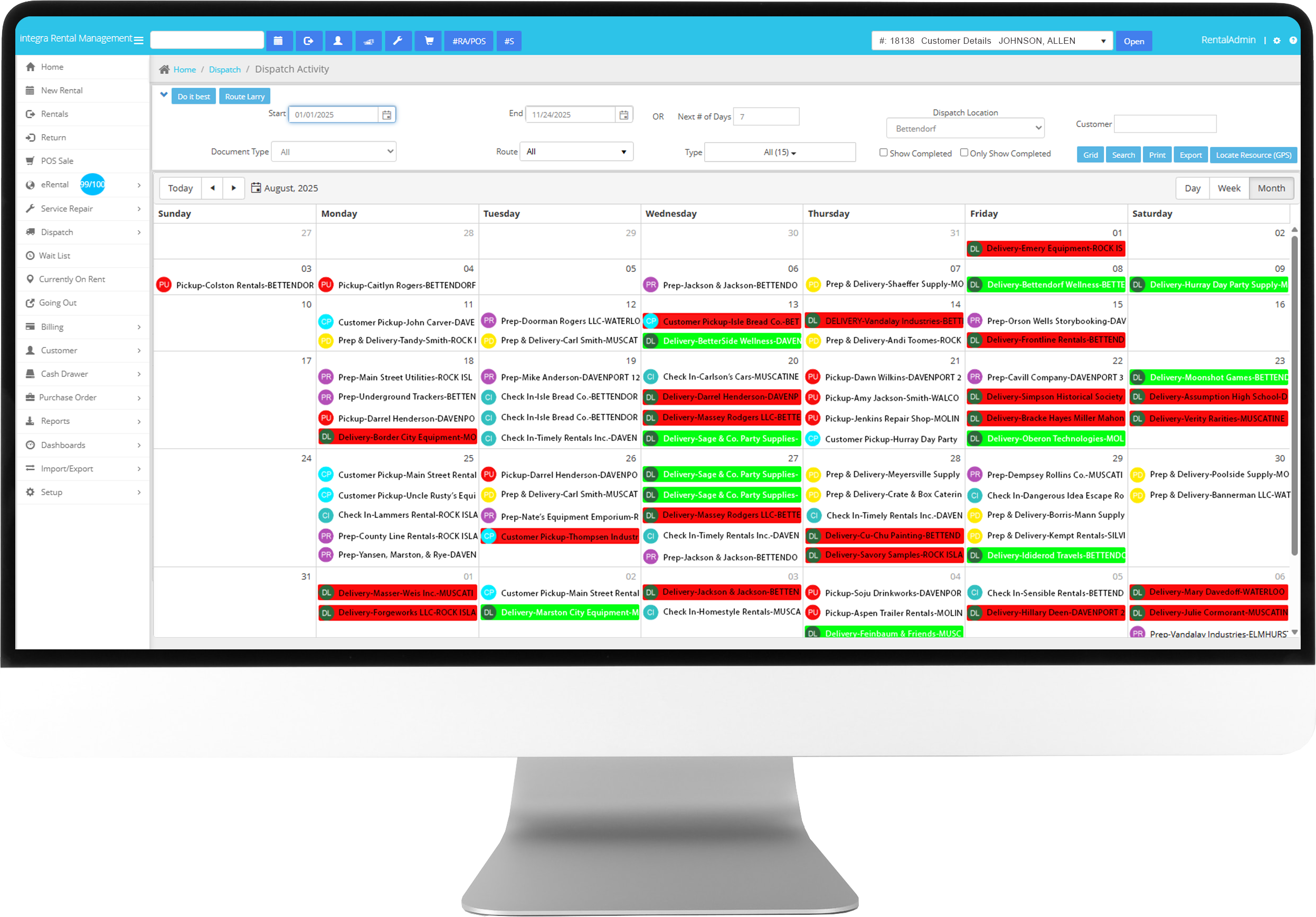 Integra Command Dispatch System SolarTrak GPS Integration - integraRental Software