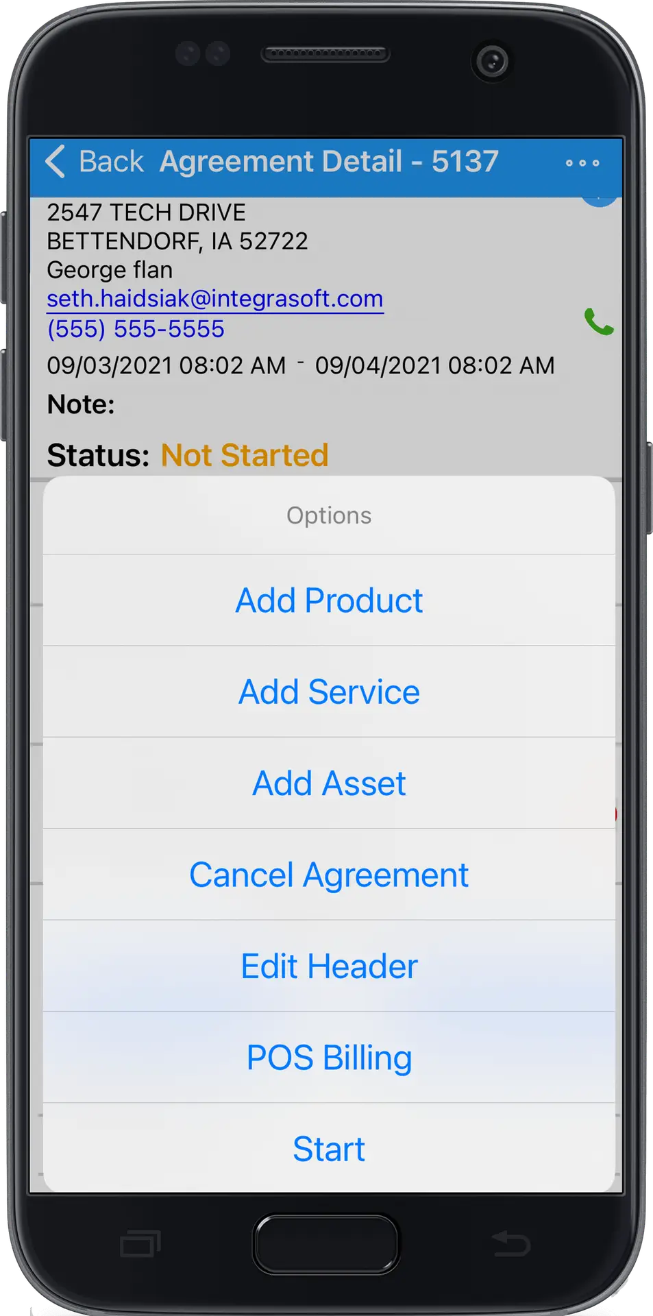 integrarental mobile app start agreements