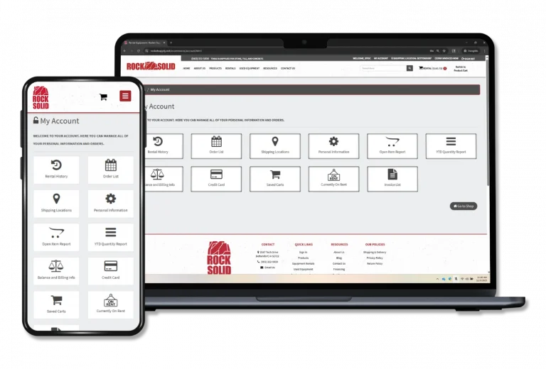 phone and laptop displaying the eRental My Account page