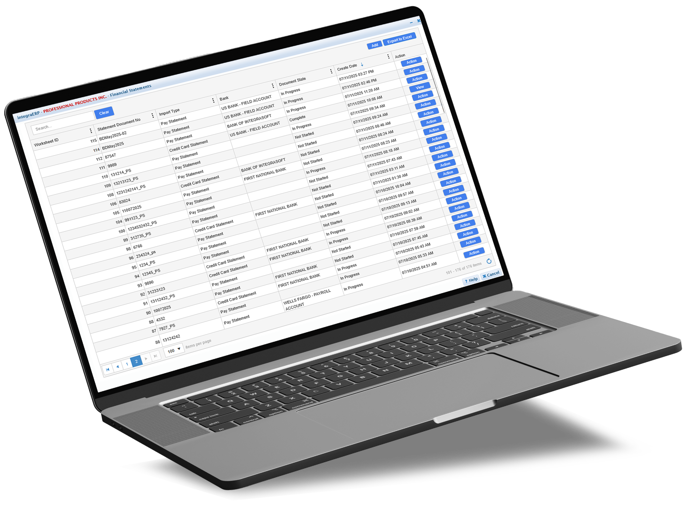 financial statement tracking and viewing in integraRental + integraERP